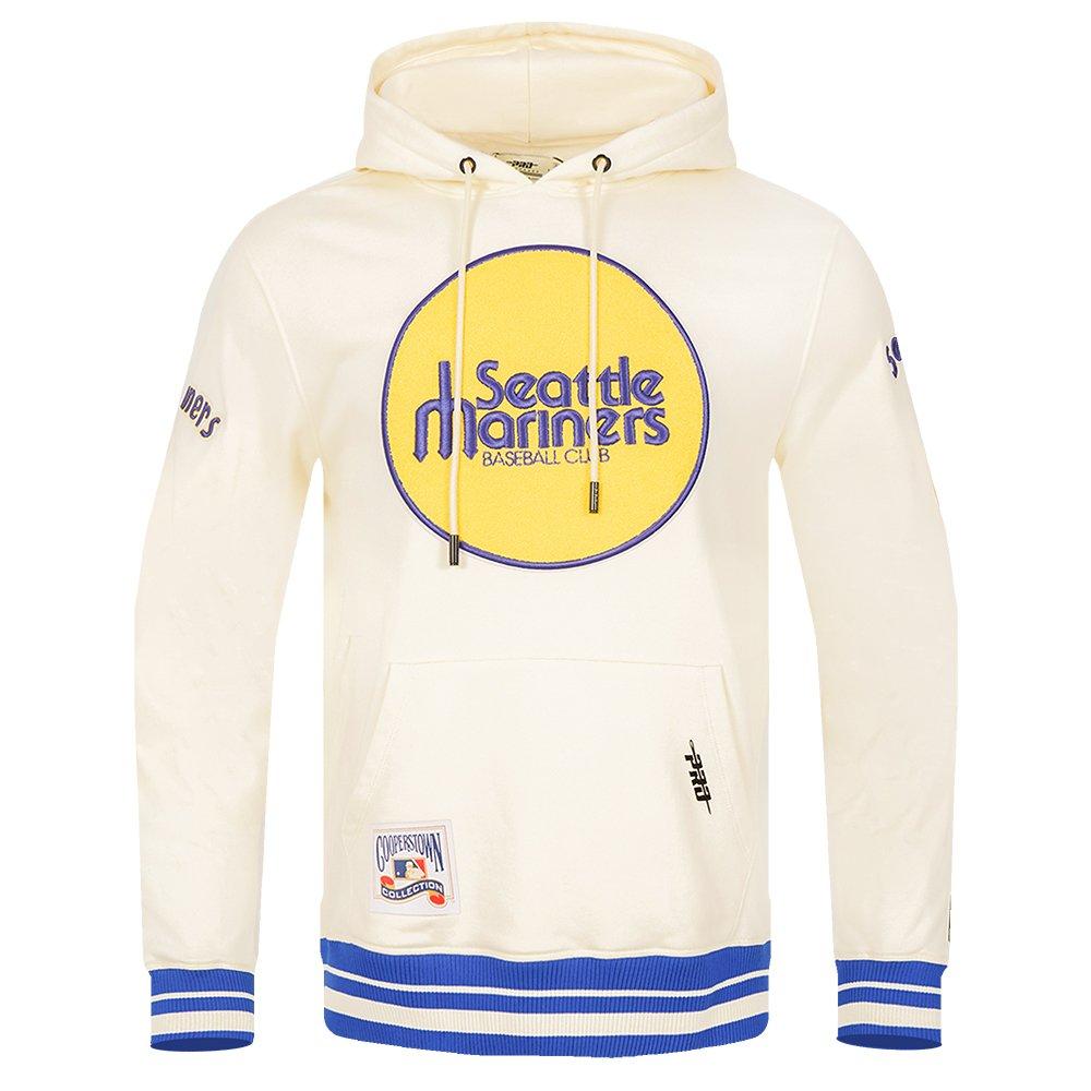 Pro Standard Men's MLB Seattle Mariners Retro Classic Fleece Pullover Hoodie - Eggshell/Royal - EGGSHELL/ROYAL BLUE Thumbnail View 1