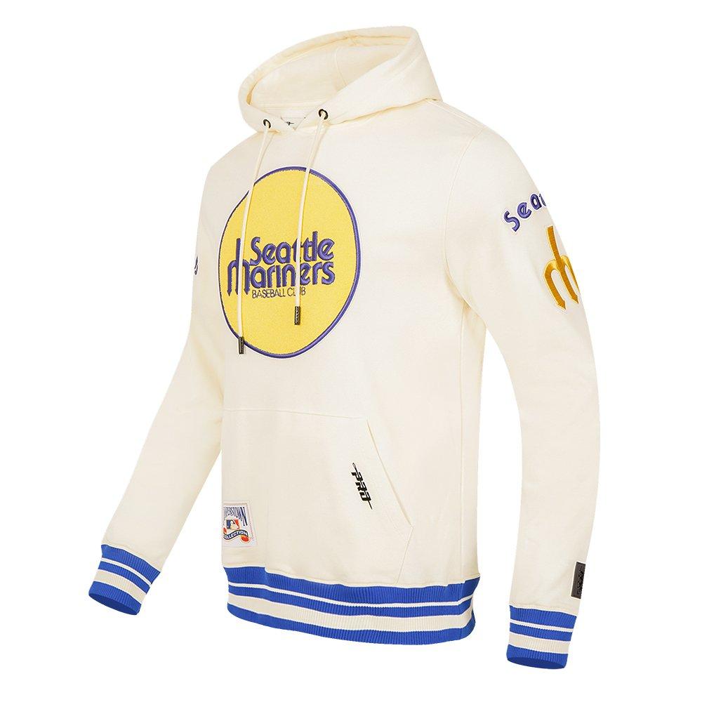 Pro Standard Men's MLB Seattle Mariners Retro Classic Fleece Pullover Hoodie -Eggshell/Royal - EGGSHELL/ROYAL BLUE Thumbnail View 3
