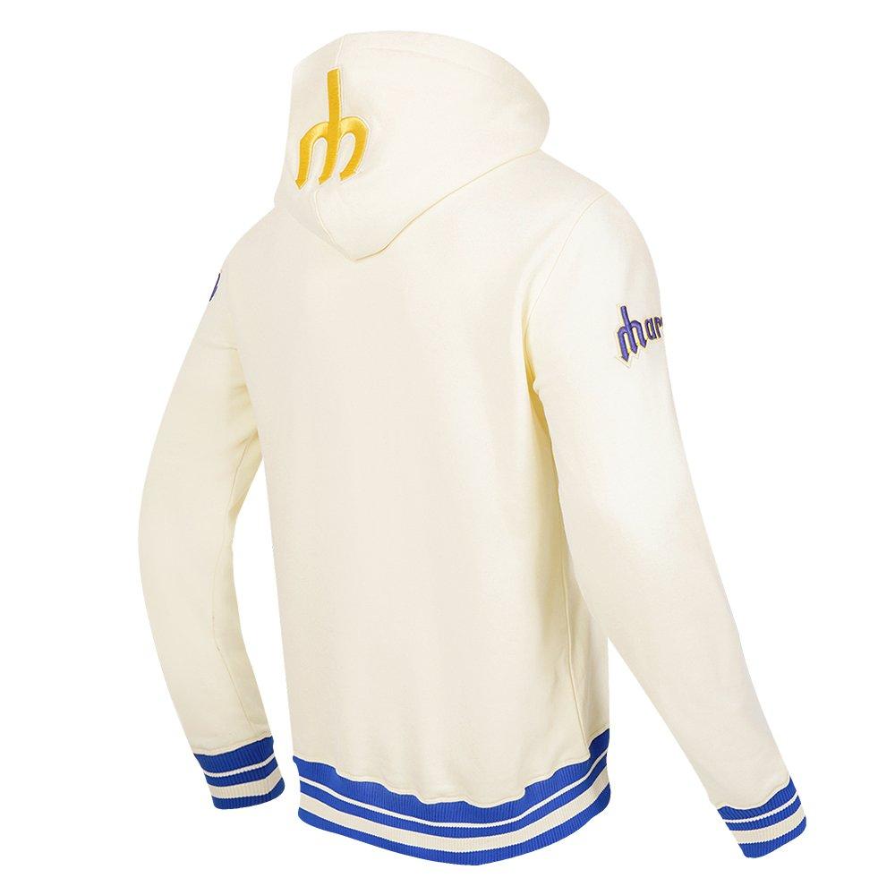 Pro Standard Men's MLB Seattle Mariners Retro Classic Fleece Pullover Hoodie - Eggshell/Royal - EGGSHELL/ROYAL BLUE Thumbnail View 4