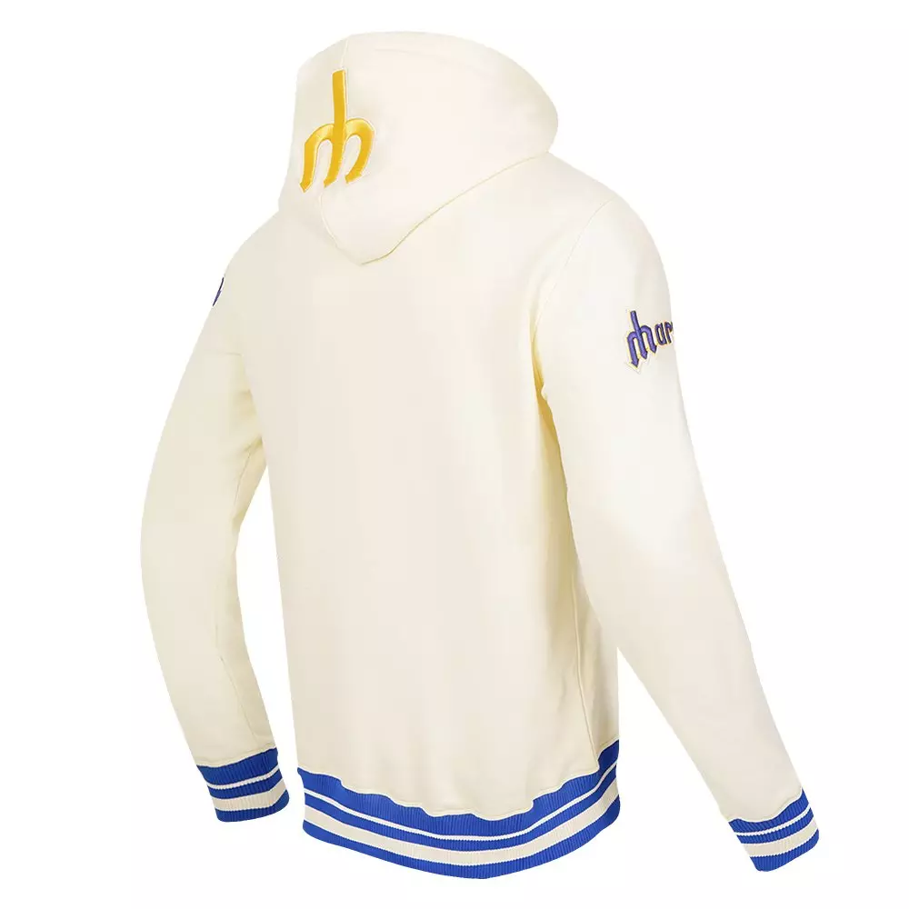 Pro Standard Men's MLB Seattle Mariners Retro Classic Fleece Pullover Hoodie -Eggshell/Royal - EGGSHELL/ROYAL BLUE