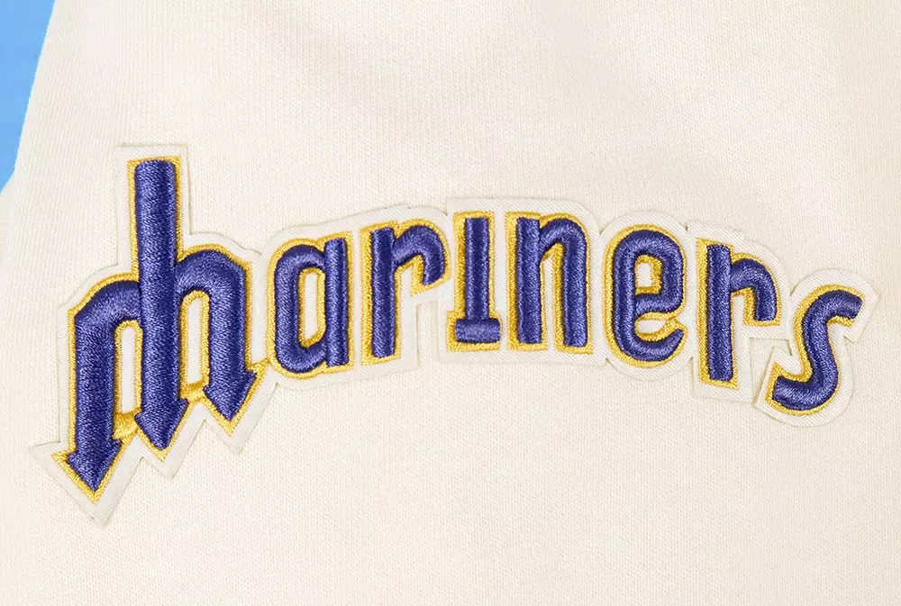Pro Standard Men's MLB Seattle Mariners Retro Classic Fleece Pullover Hoodie -Eggshell/Royal - EGGSHELL/ROYAL BLUE