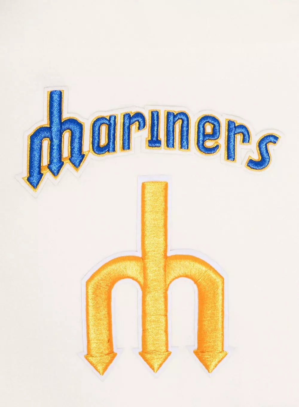 Pro Standard Men's MLB Seattle Mariners Retro Classic Rib Wool Varsity Jacket - Eggshell/Royal - EGGSHELL/ROYAL BLUE