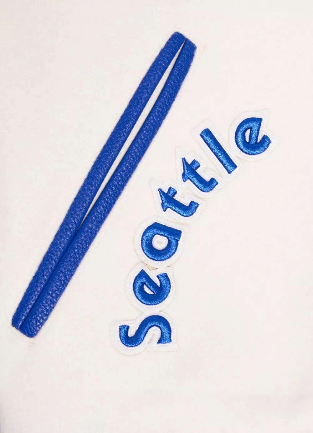 Pro Standard Men's MLB Seattle Mariners Retro Classic Rib Wool Varsity Jacket - Eggshell/Royal - EGGSHELL/ROYAL BLUE