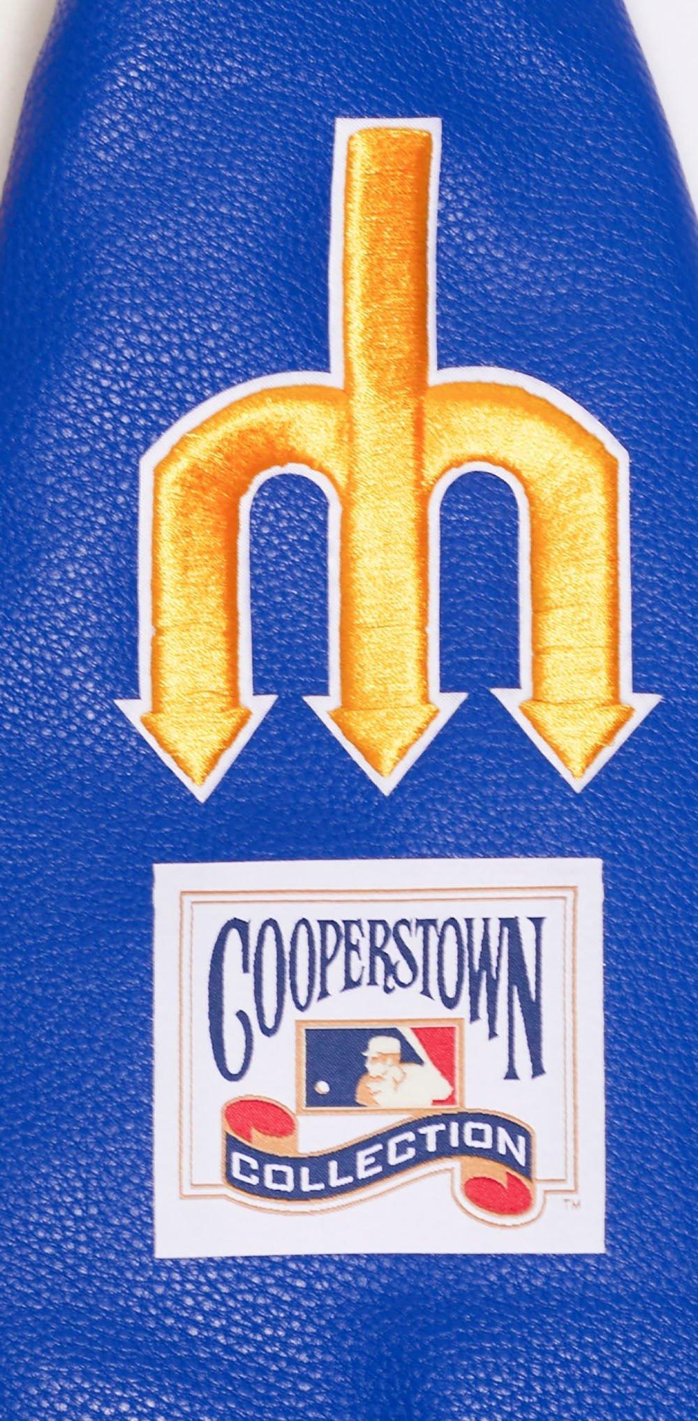 Pro Standard Men's MLB Seattle Mariners Retro Classic Rib Wool Varsity Jacket - Eggshell/Royal - EGGSHELL/ROYAL BLUE Thumbnail View 9