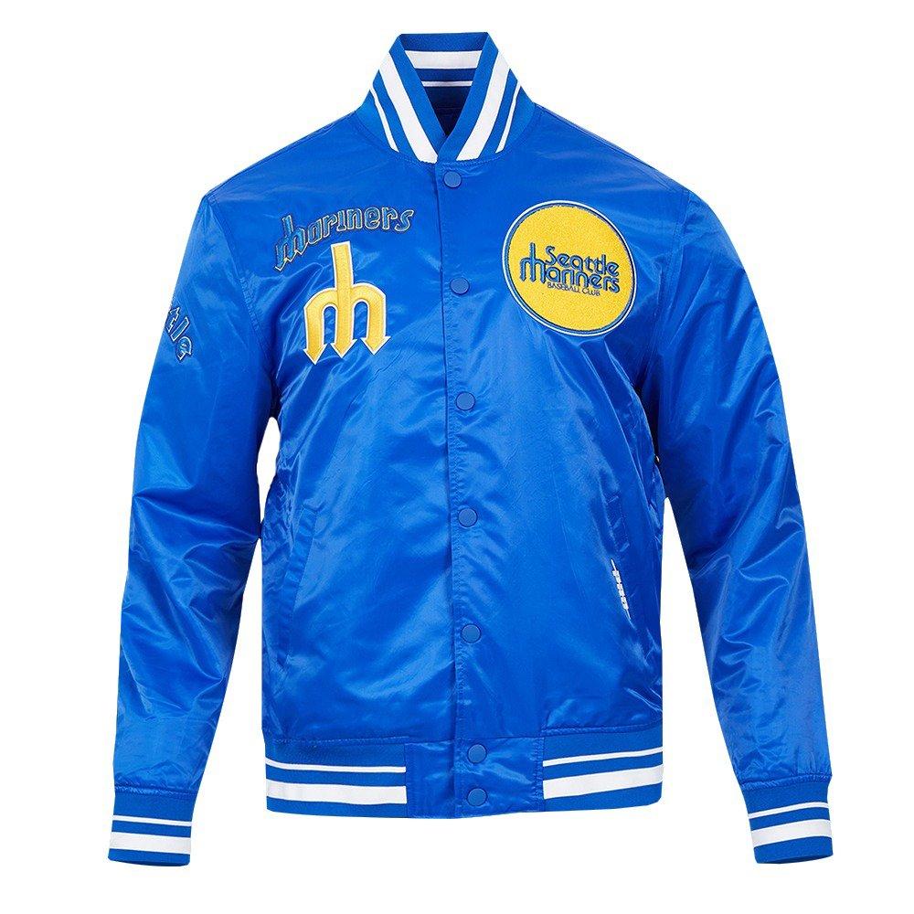 Pro Standard Men's MLB Seattle Mariners Retro Classic Rib Satin Jacket -Royal - ROYAL Thumbnail View 1