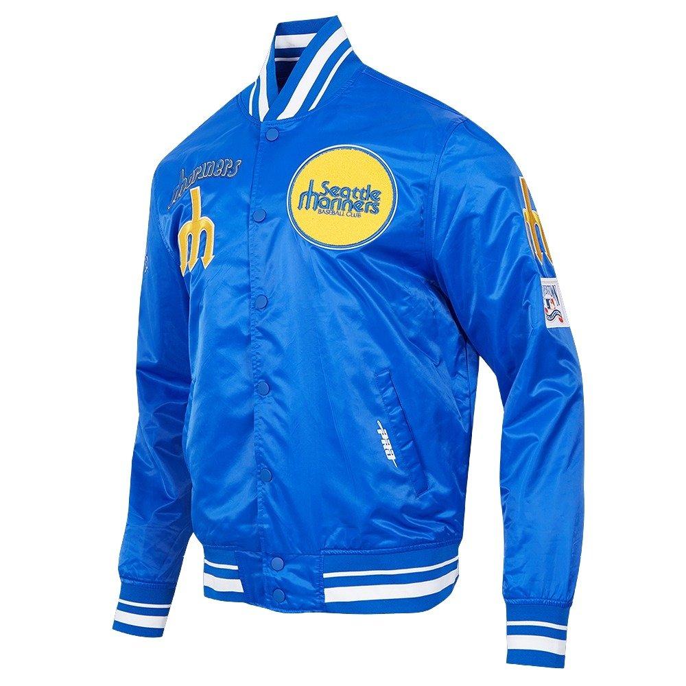 Pro Standard Men's MLB Seattle Mariners Retro Classic Rib Satin Jacket - Royal - ROYAL Thumbnail View 3