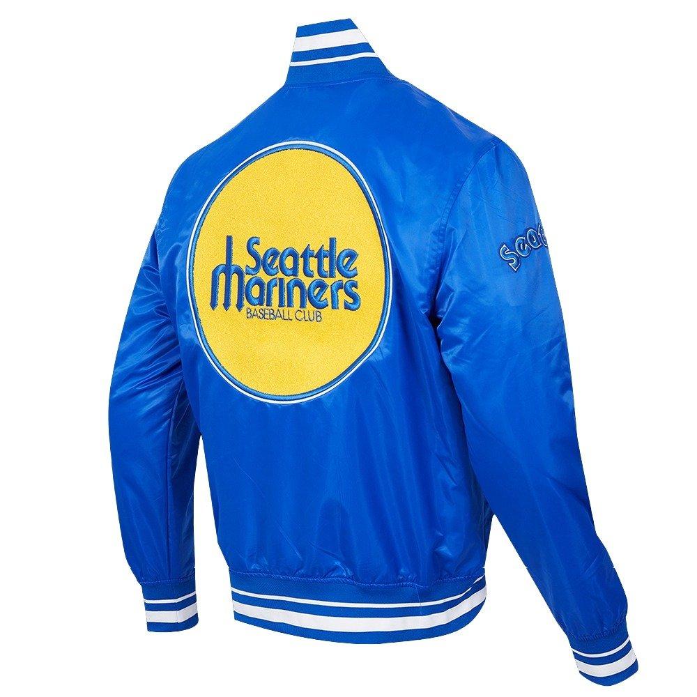 Pro Standard Men's MLB Seattle Mariners Retro Classic Rib Satin Jacket - Royal - ROYAL Thumbnail View 4