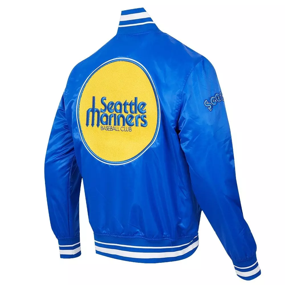 Pro Standard Men's MLB Seattle Mariners Retro Classic Rib Satin Jacket - Royal - ROYAL