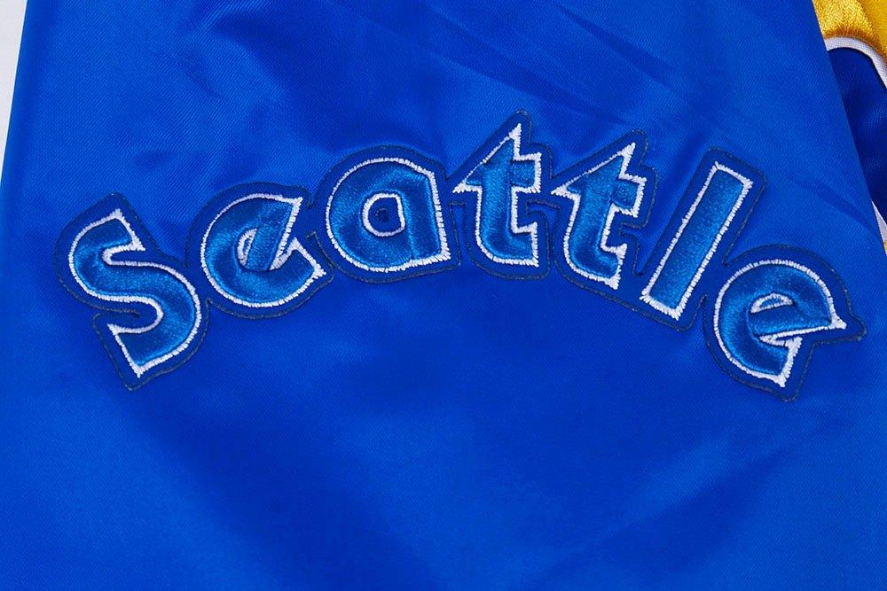 Pro Standard Men's MLB Seattle Mariners Retro Classic Rib Satin Jacket - Royal - ROYAL Thumbnail View 7