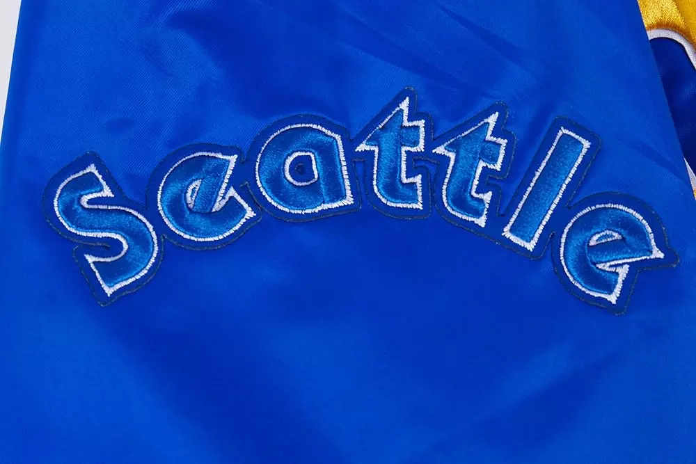 Pro Standard Men's MLB Seattle Mariners Retro Classic Rib Satin Jacket - Royal - ROYAL