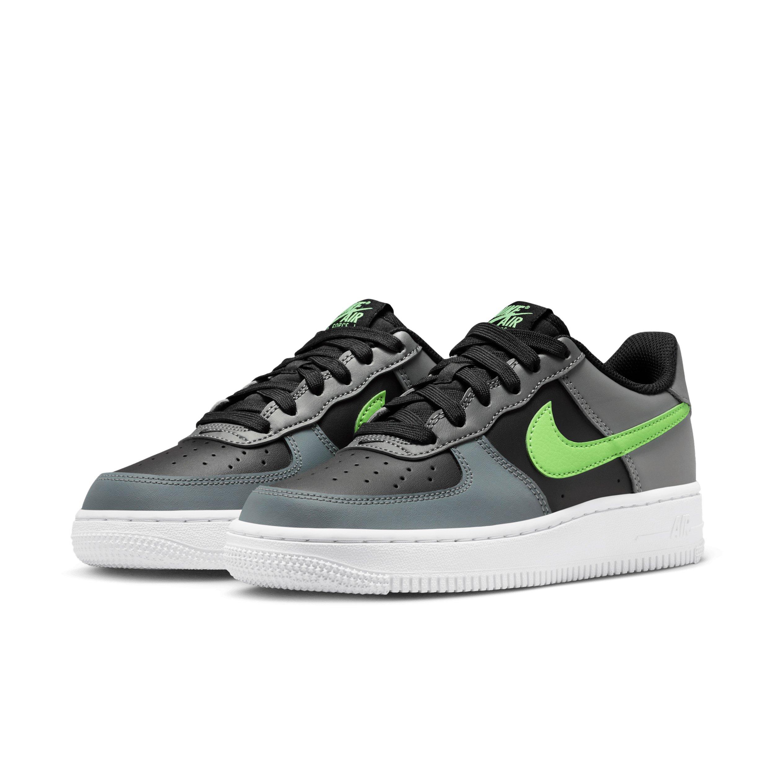 Nike Air Force 1 "Black/Smoke Grey/White/Lime Blast" Grade School Boys' Shoe - BLACK/GREY/WHITE/LIME Thumbnail View 3