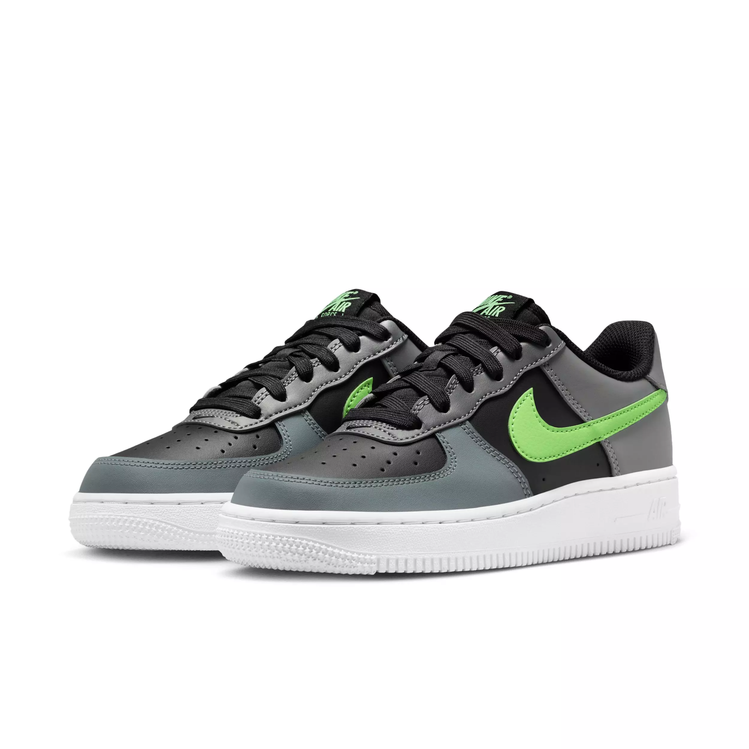 Nike Air Force 1 "Black/Smoke Grey/White/Lime Blast" Grade School Boys' Shoe - BLACK/GREY/WHITE/LIME