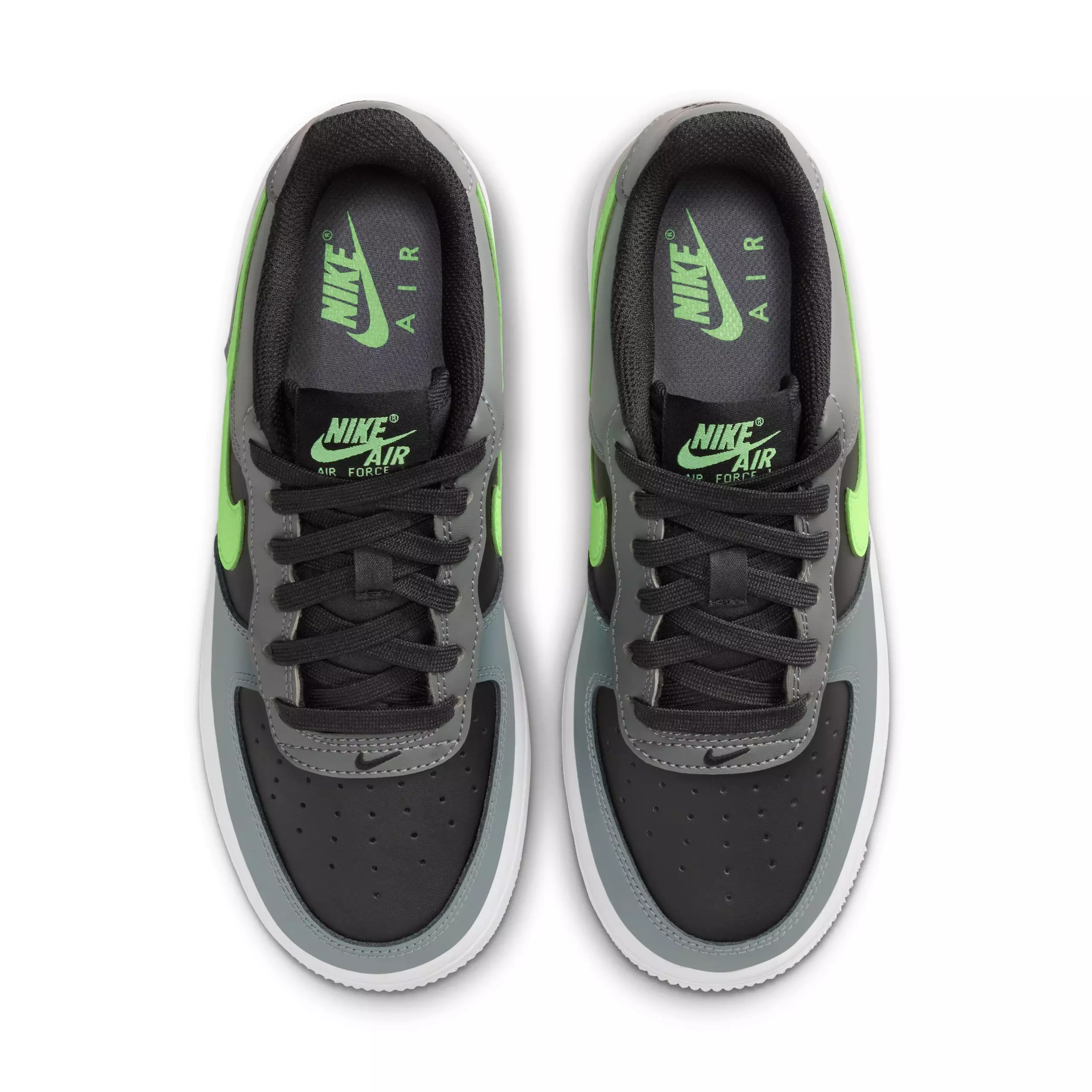 Nike Air Force 1 "Black/Smoke Grey/White/Lime Blast" Grade School Boys' Shoe - BLACK/GREY/WHITE/LIME