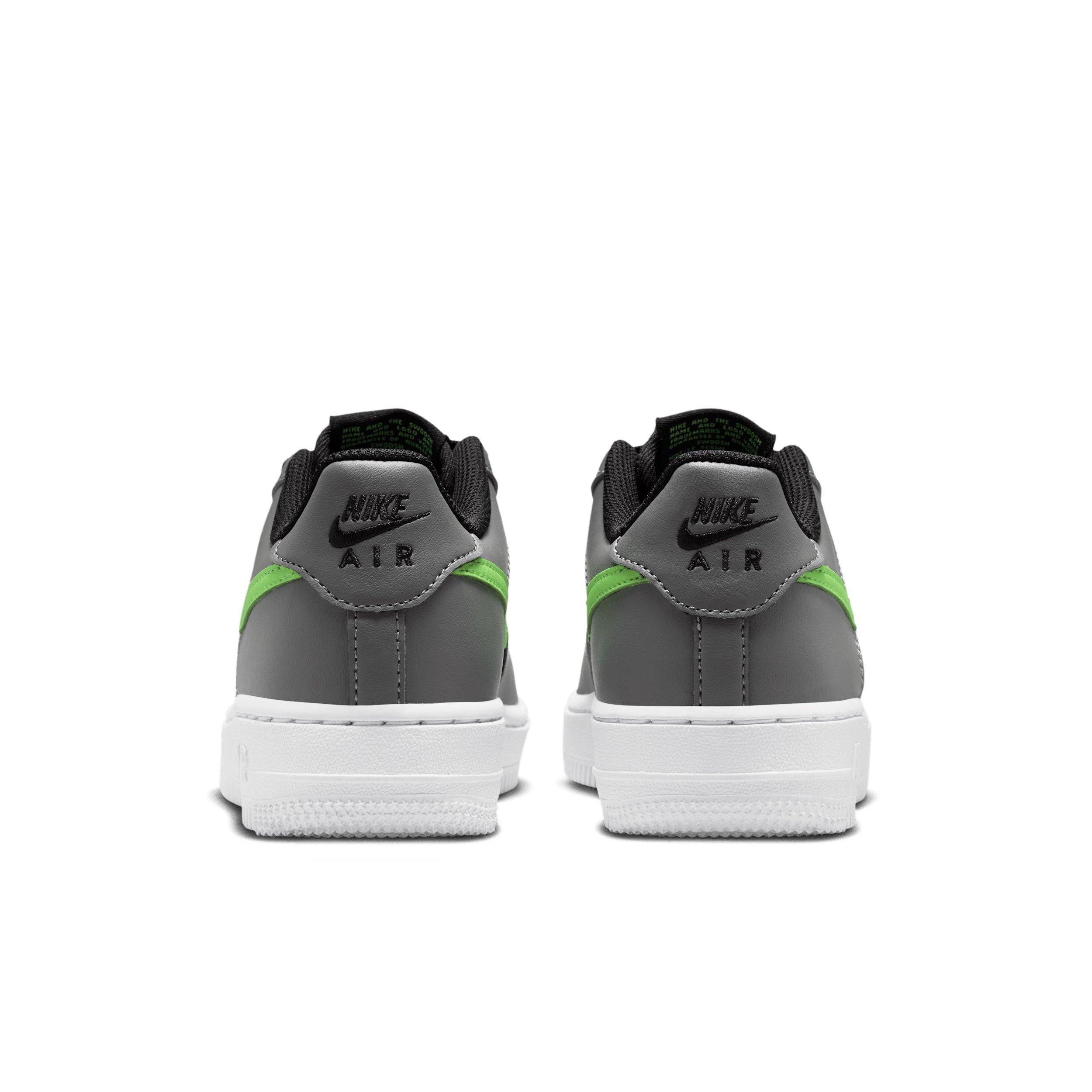 Nike Air Force 1 "Black/Smoke Grey/White/Lime Blast" Grade School Boys' Shoe - BLACK/GREY/WHITE/LIME Thumbnail View 5