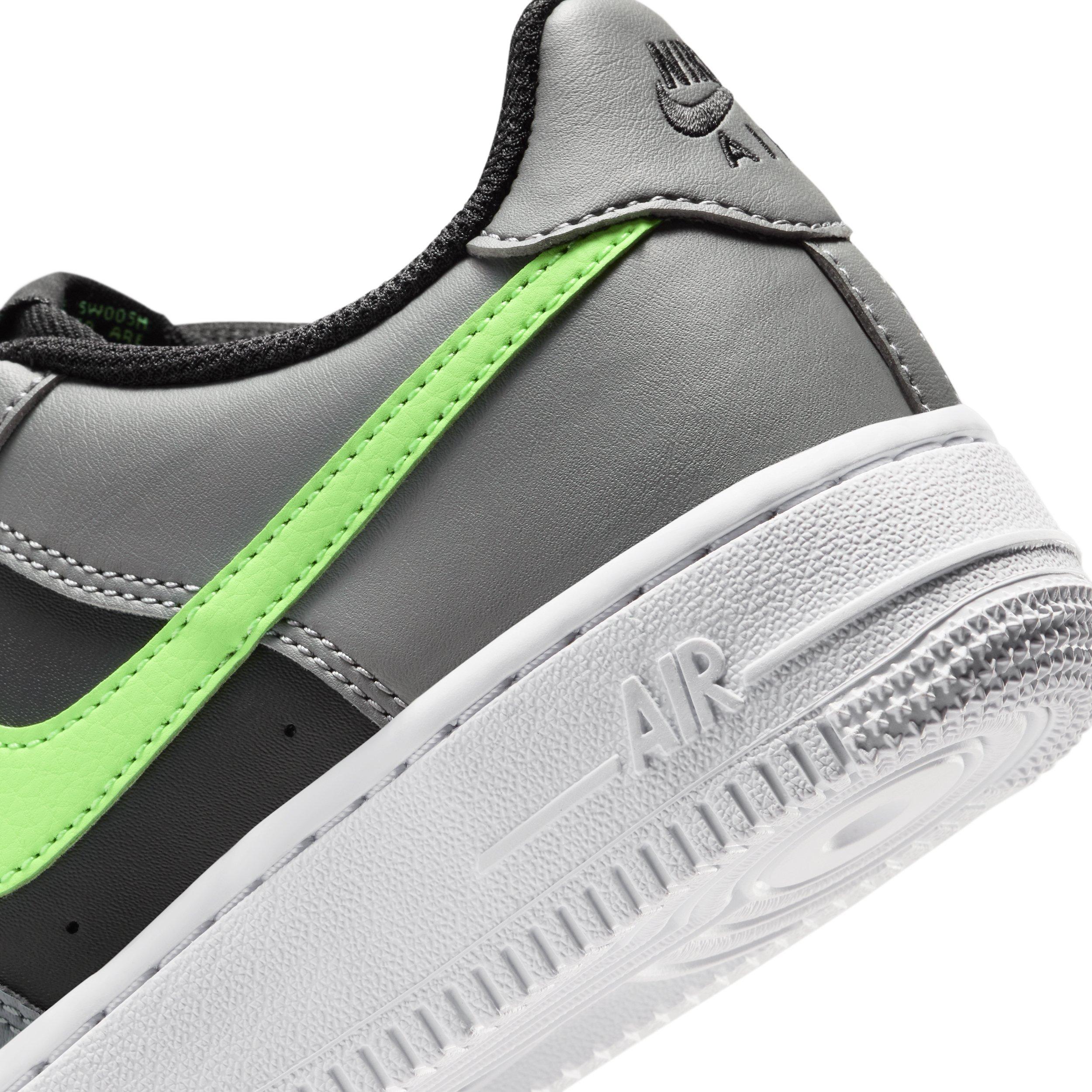 Nike Air Force 1 "Black/Smoke Grey/White/Lime Blast" Grade School Boys' Shoe - BLACK/GREY/WHITE/LIME Thumbnail View 8