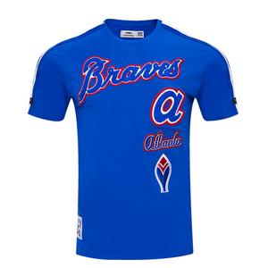 Pro Standard Men's MLB Atlanta Braves Retro Classic Single Jersey Striped Tee -Royal/Red