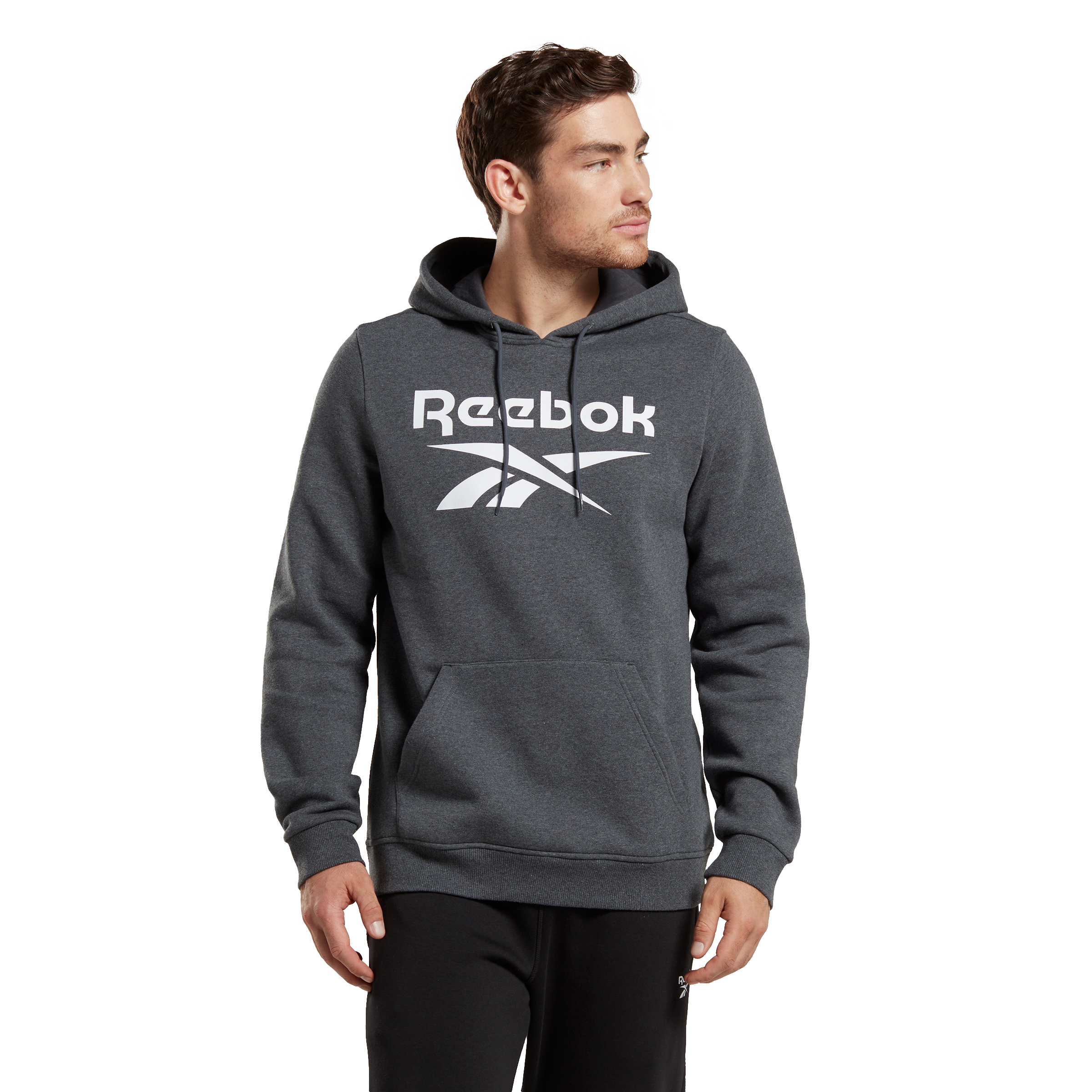 Reebok Men's Identity Big Logo Fleece Hoodie - Dark Grey - DK GREY Thumbnail View 1