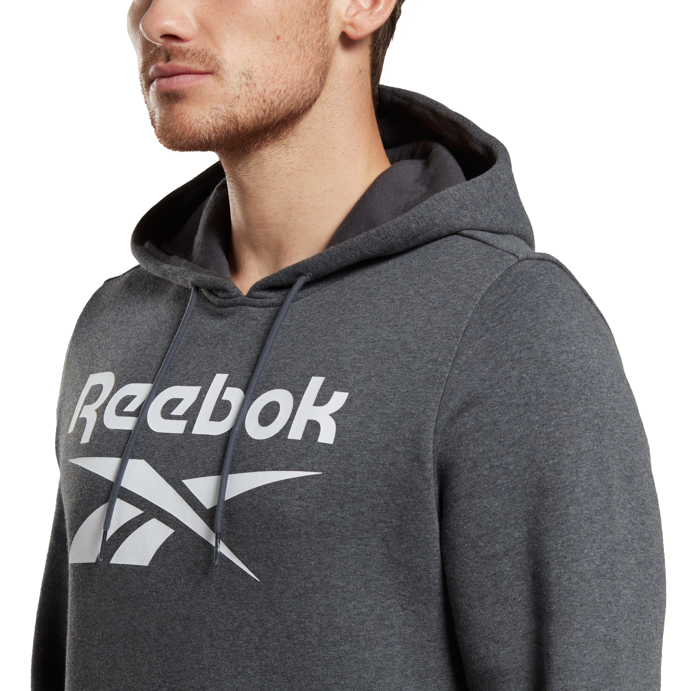 Reebok Men's Identity Big Logo Fleece Hoodie - Dark Grey - DK GREY Thumbnail View 2