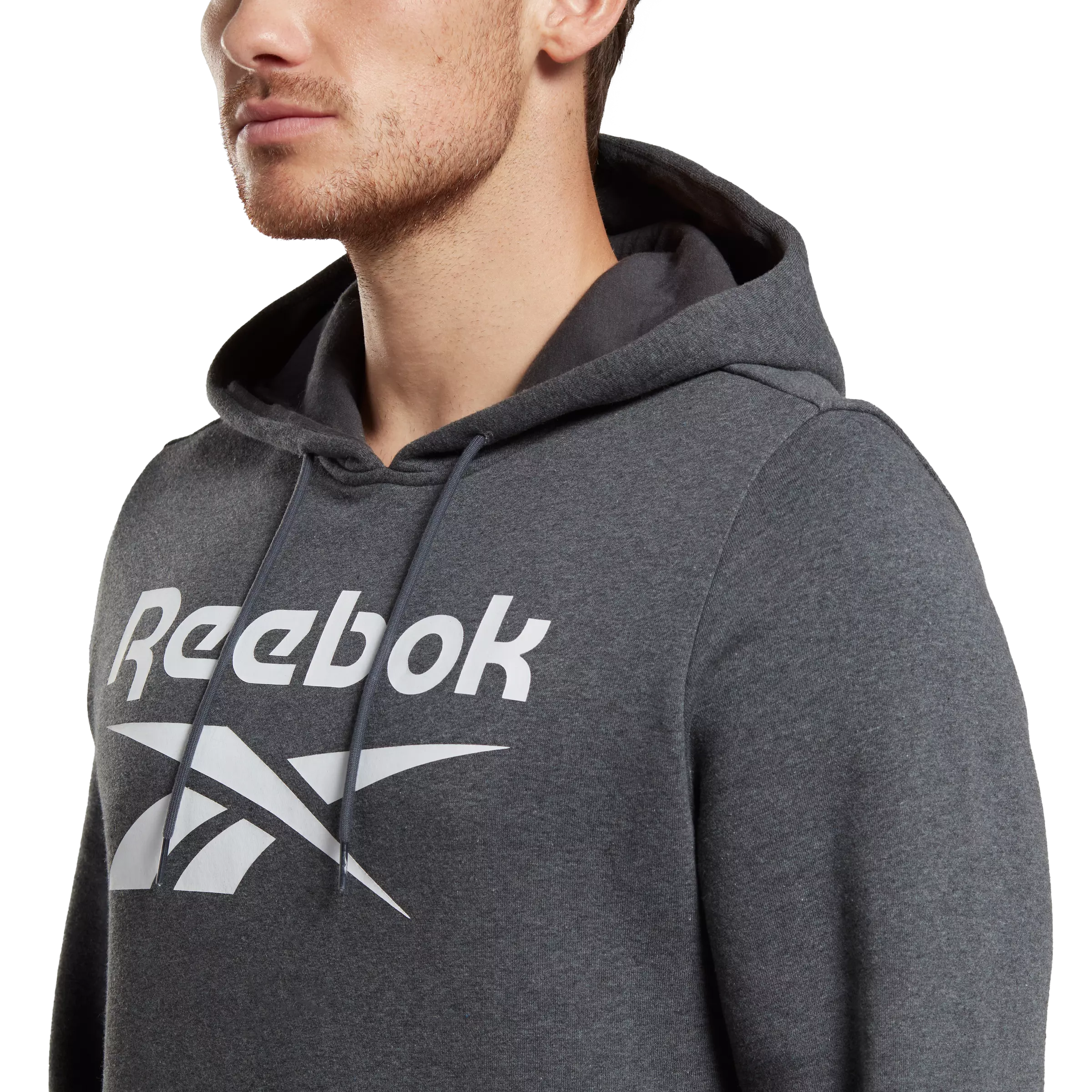 Reebok Men's Identity Big Logo Fleece Hoodie - Dark Grey - DK GREY