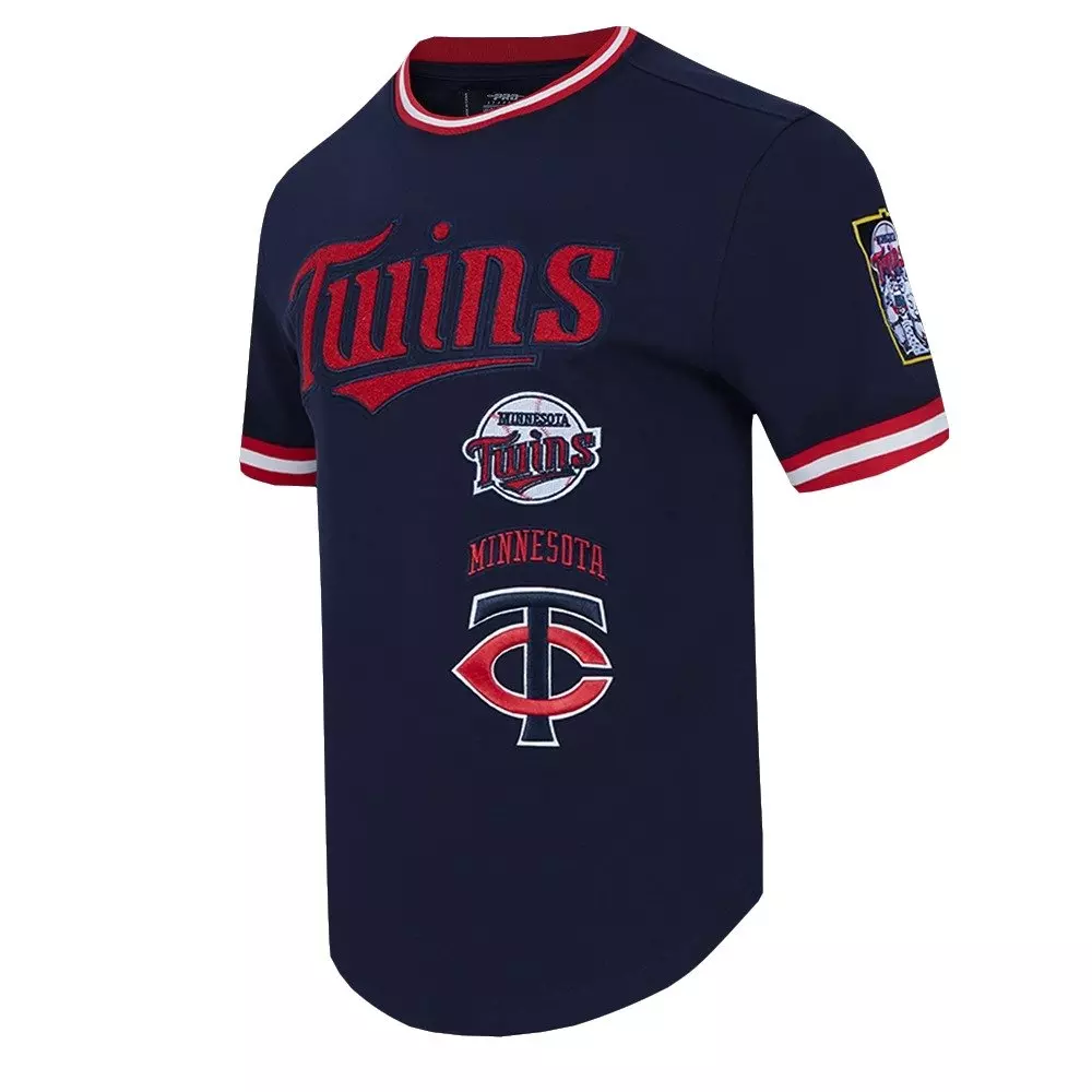Pro Standard Men's MLB Minnesota Twins Retro Classic Double Knit Tee - Navy/Red - NAVY/RED