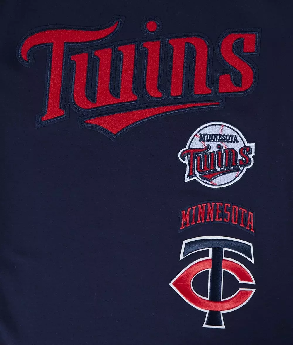 Pro Standard Men's MLB Minnesota Twins Retro Classic Double Knit Tee -Navy/Red - NAVY/RED