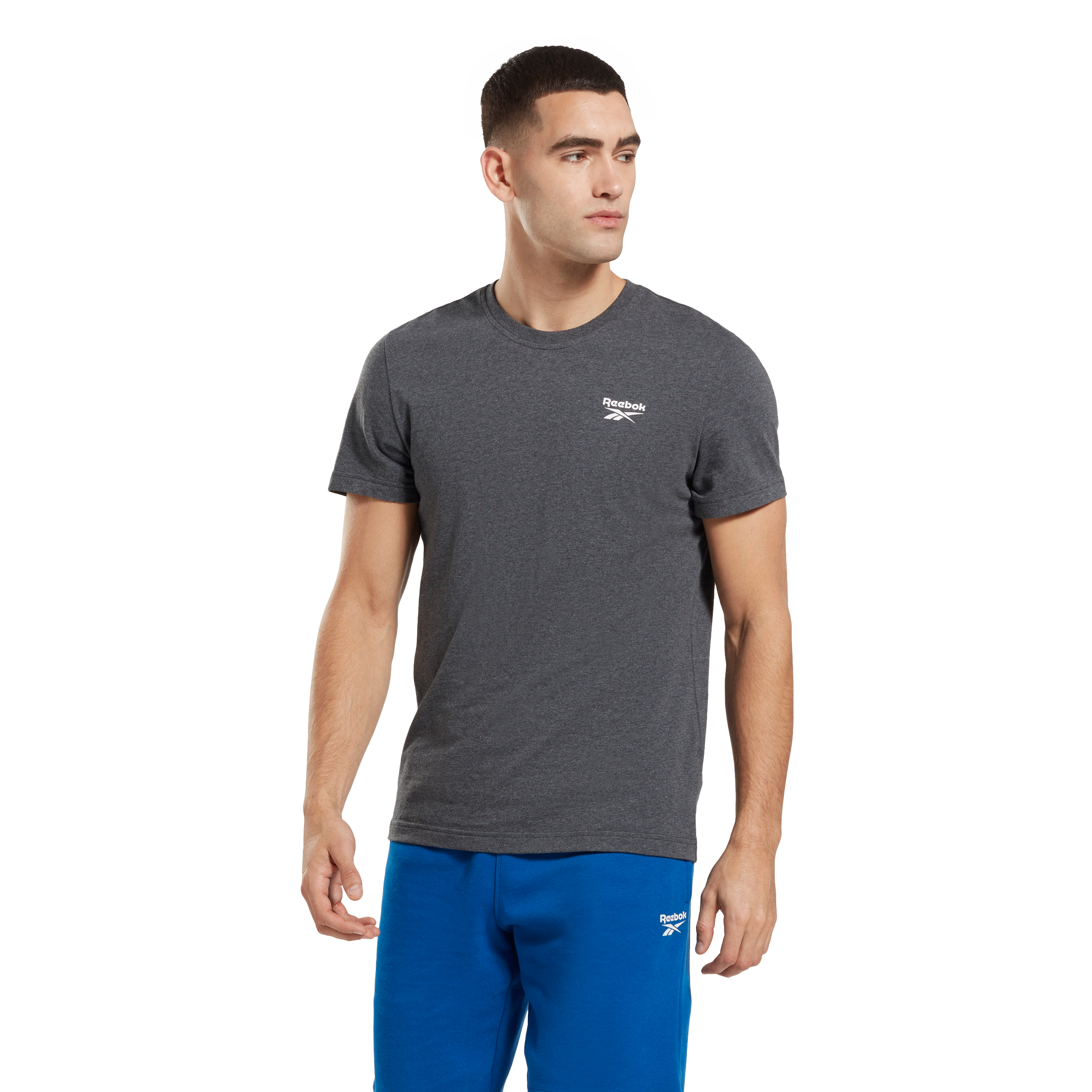Reebok Men's Identity Small Logo Tee - Dark Grey - DK GREY Thumbnail View 1