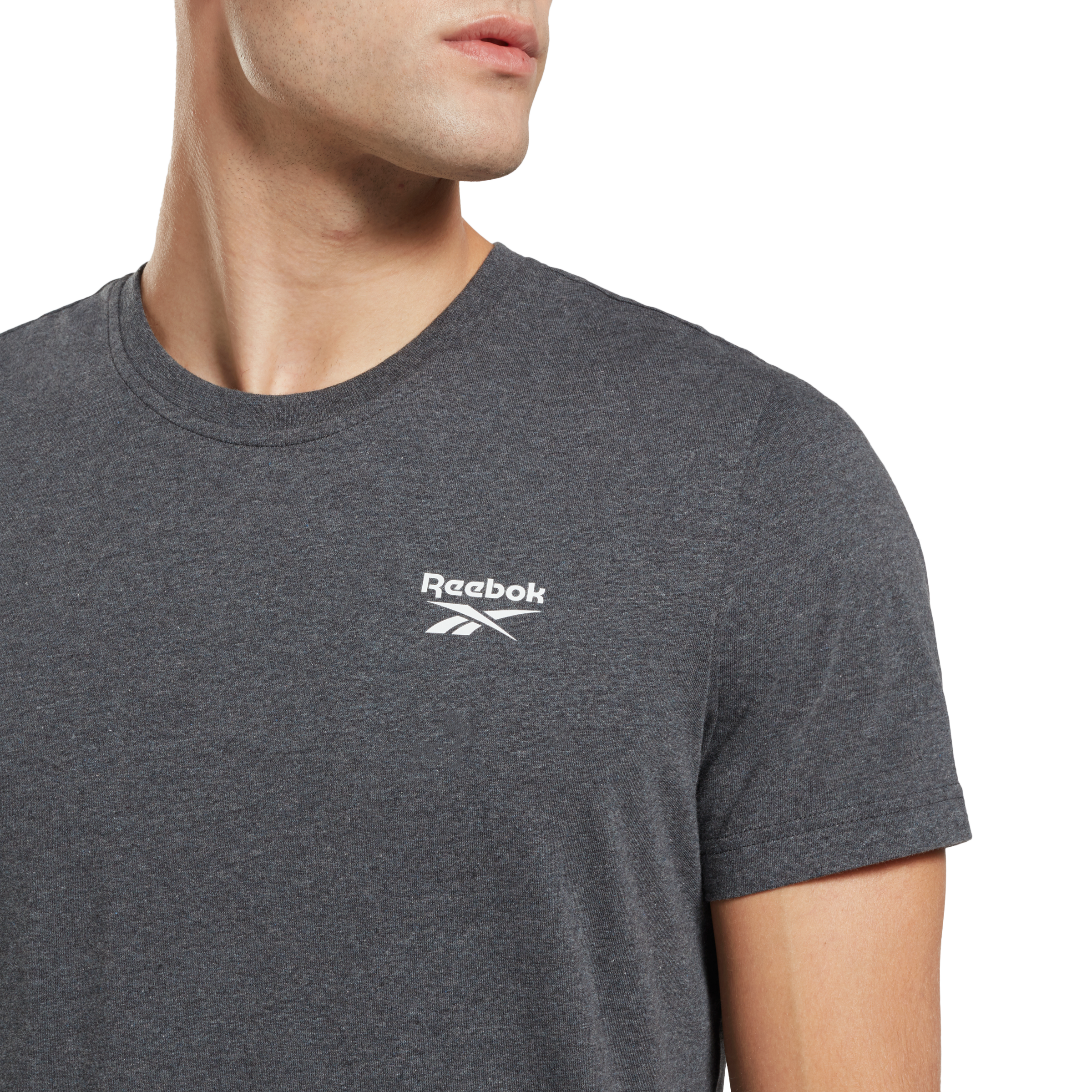 Reebok Men's Identity Small Logo Tee - Dark Grey - DK GREY Thumbnail View 2