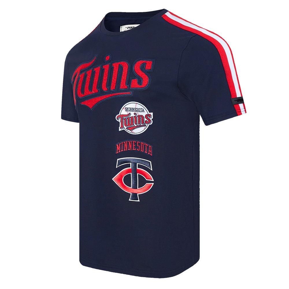 Pro Standard Men's MLB Minnesota Twins Retro Classic Single Jersey Striped Tee - Navy/Red - NAVY/RED Thumbnail View 3