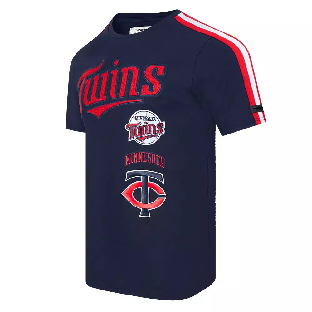 Pro Standard Men's MLB Minnesota Twins Retro Classic Single Jersey Striped Tee -Navy/Red - NAVY/RED