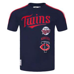 Pro Standard Men's MLB Minnesota Twins Retro Classic Single Jersey Striped Tee -Navy/Red