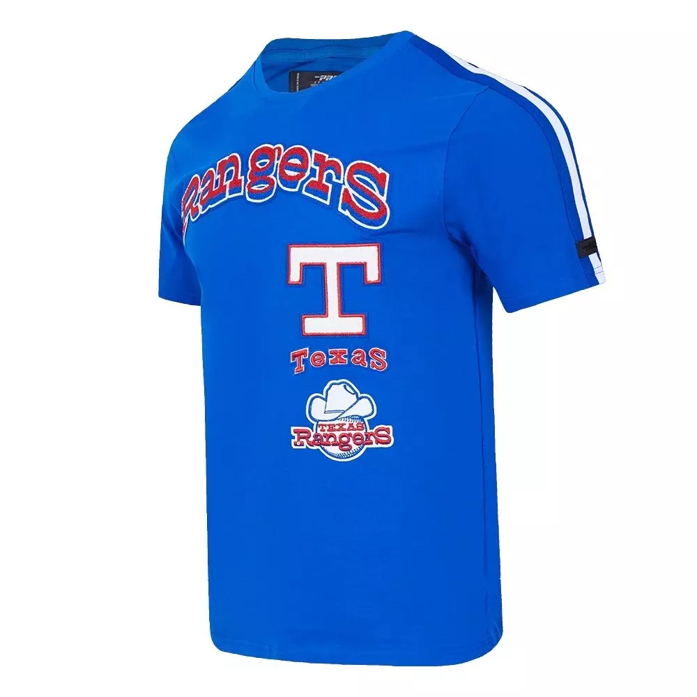 Pro Standard Men's MLB Texas Rangers Retro Classic Single Jersey Striped Tee - Royal - ROYAL