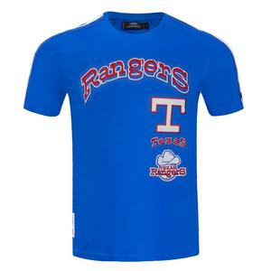 Pro Standard Men's MLB Texas Rangers Retro Classic Single Jersey Striped Tee -Royal