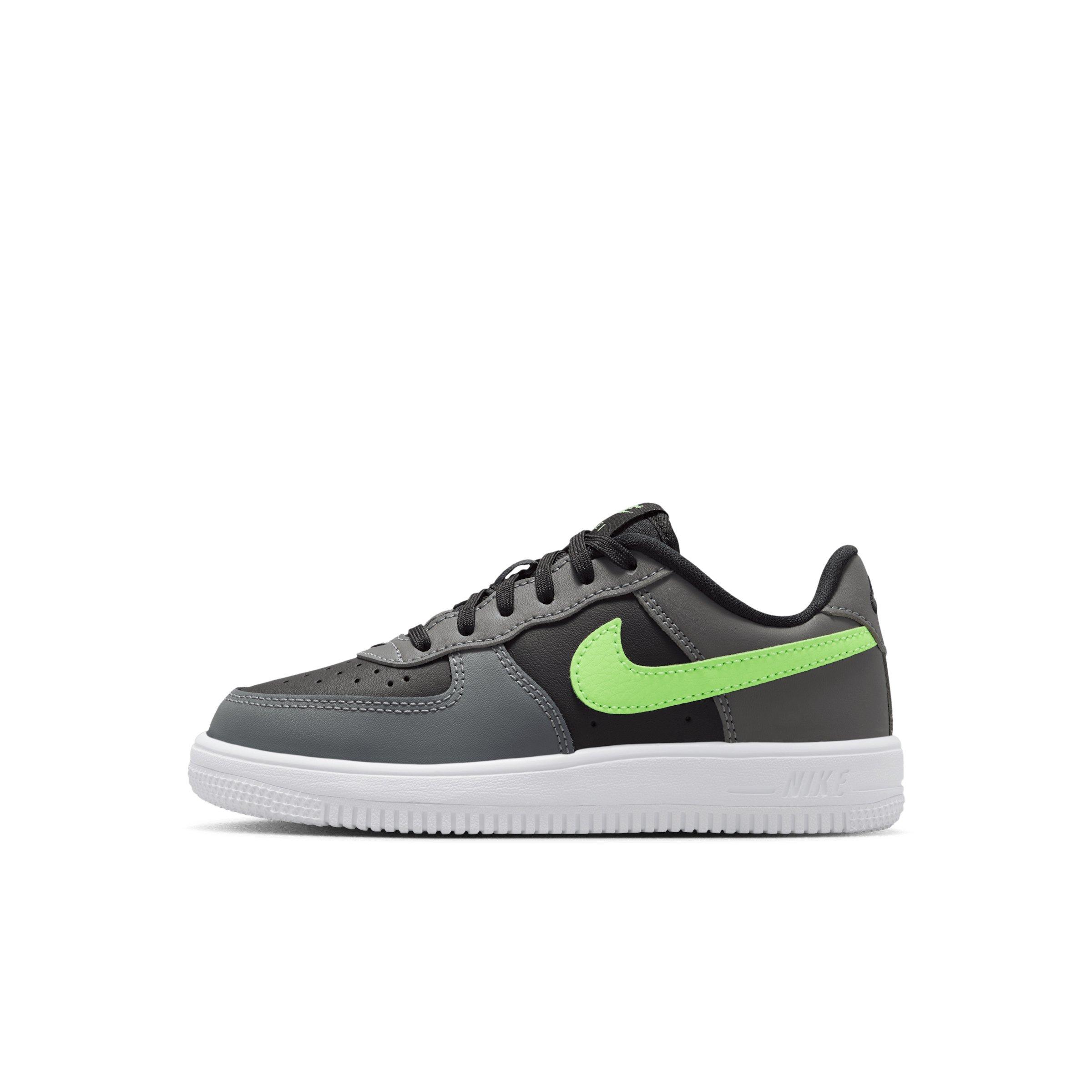 Nike Force 1 Low "Black/Smoke Grey/White/Lime Blast" Preschool Boys' Shoe - BLACK/GREY/WHITE/LIME Thumbnail View 2