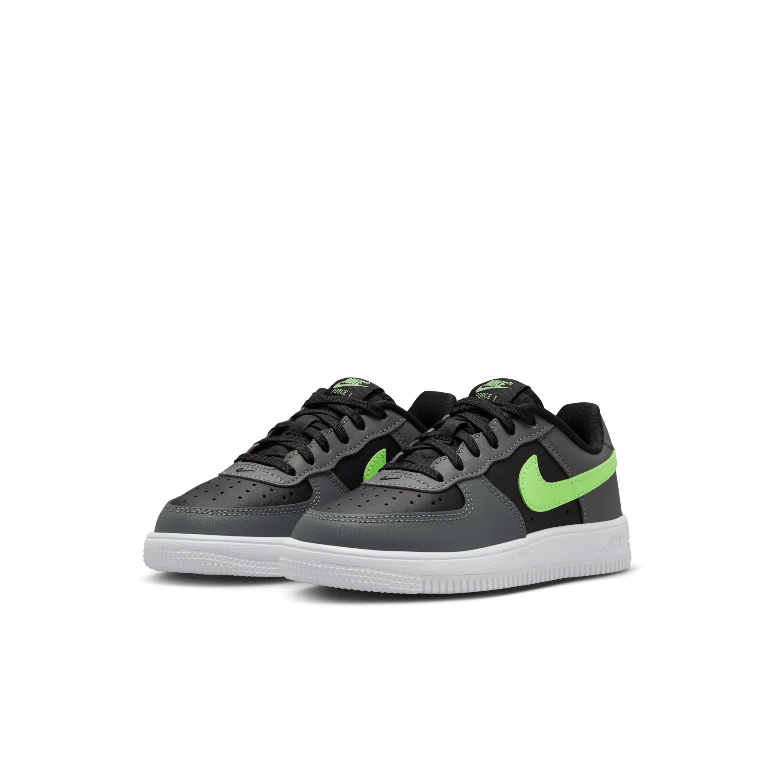 Nike Force 1 Low "Black/Smoke Grey/White/Lime Blast" Preschool Boys' Shoe - BLACK/GREY/WHITE/LIME Thumbnail View 3