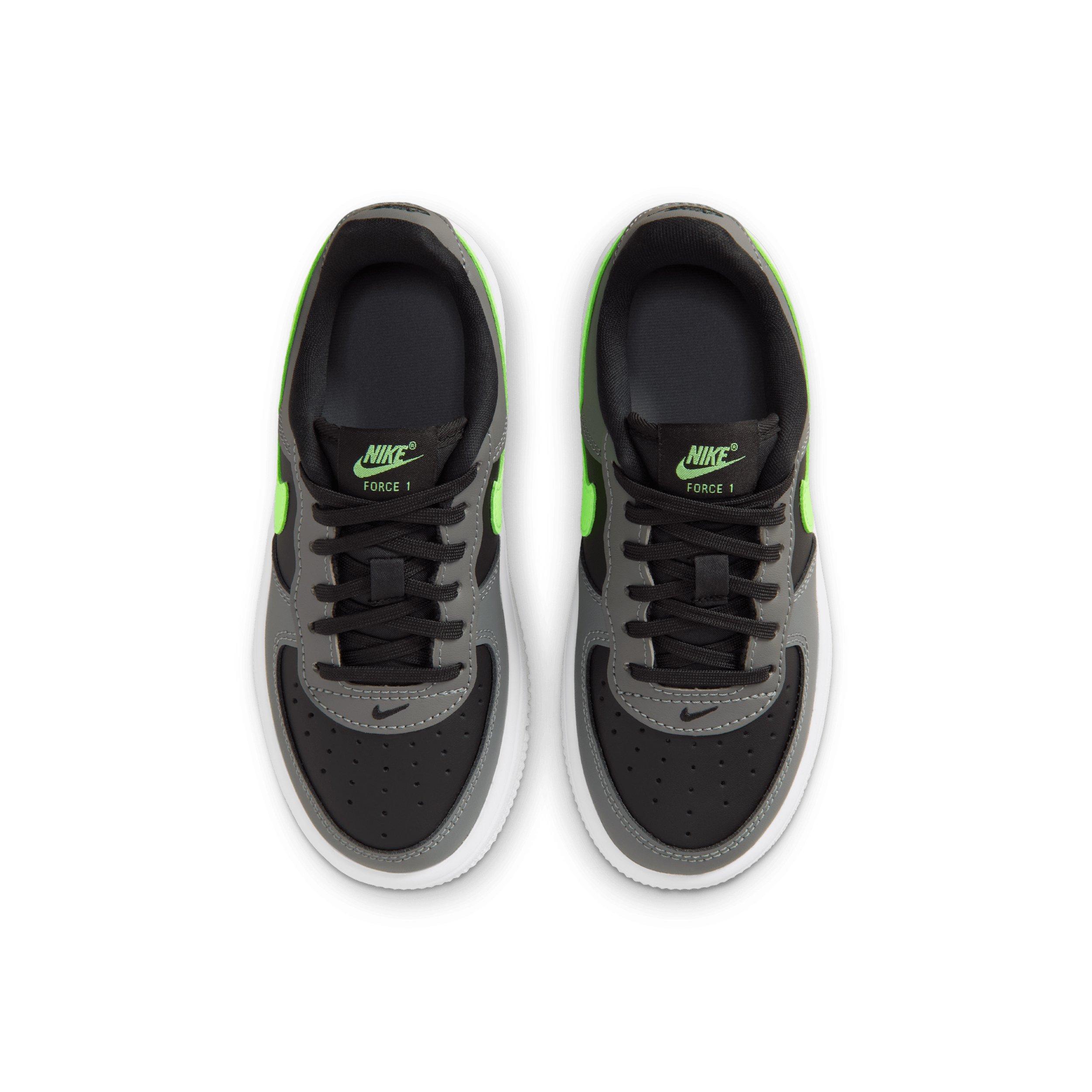 Nike Force 1 Low "Black/Smoke Grey/White/Lime Blast" Preschool Boys' Shoe - BLACK/GREY/WHITE/LIME Thumbnail View 4