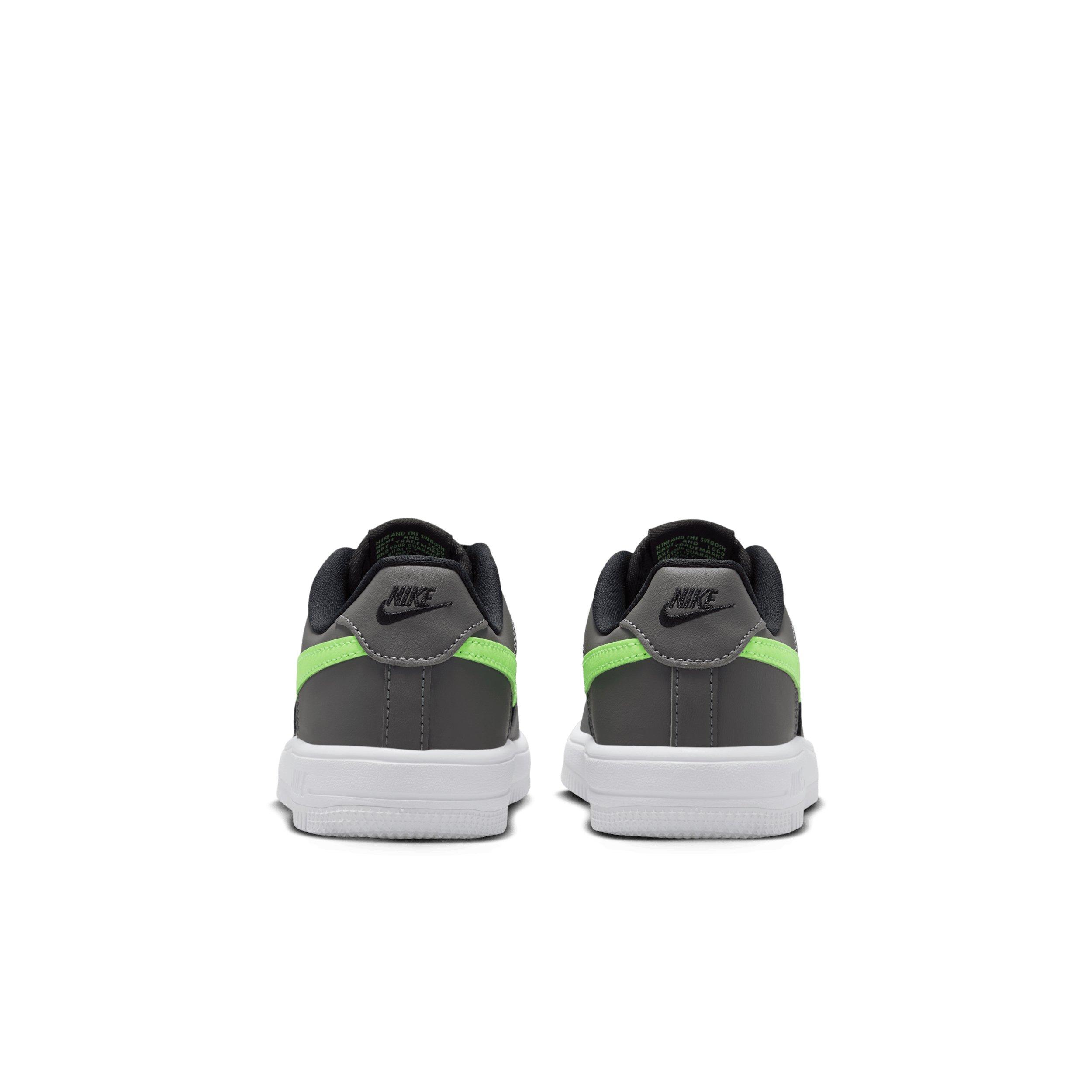 Nike Force 1 Low "Black/Smoke Grey/White/Lime Blast" Preschool Boys' Shoe - BLACK/GREY/WHITE/LIME Thumbnail View 5
