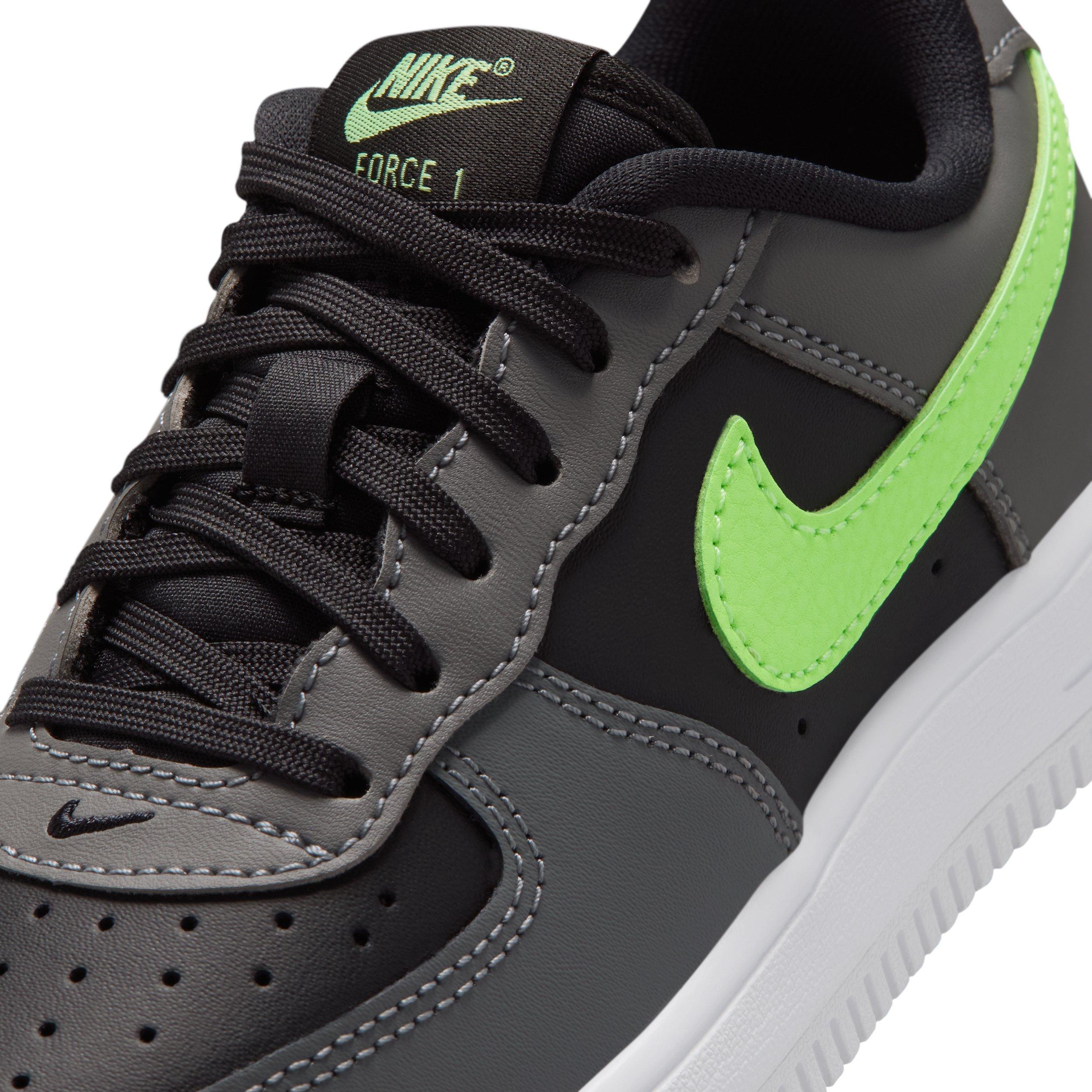 Nike Force 1 Low "Black/Smoke Grey/White/Lime Blast" Preschool Boys' Shoe - BLACK/GREY/WHITE/LIME Thumbnail View 7