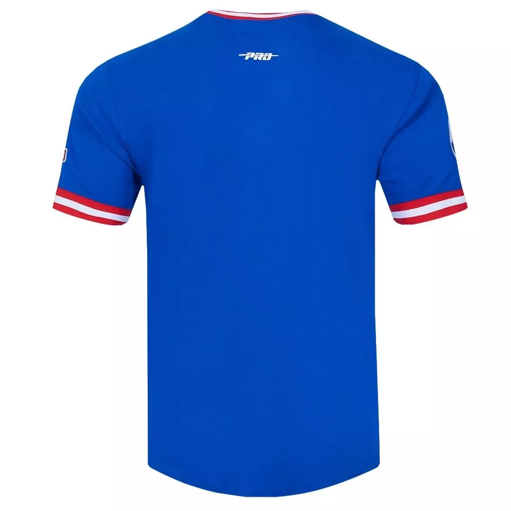 Pro Standard Men's MLB Texas Rangers Retro Classic Double Knit Tee -Royal/Red - ROYAL/RED
