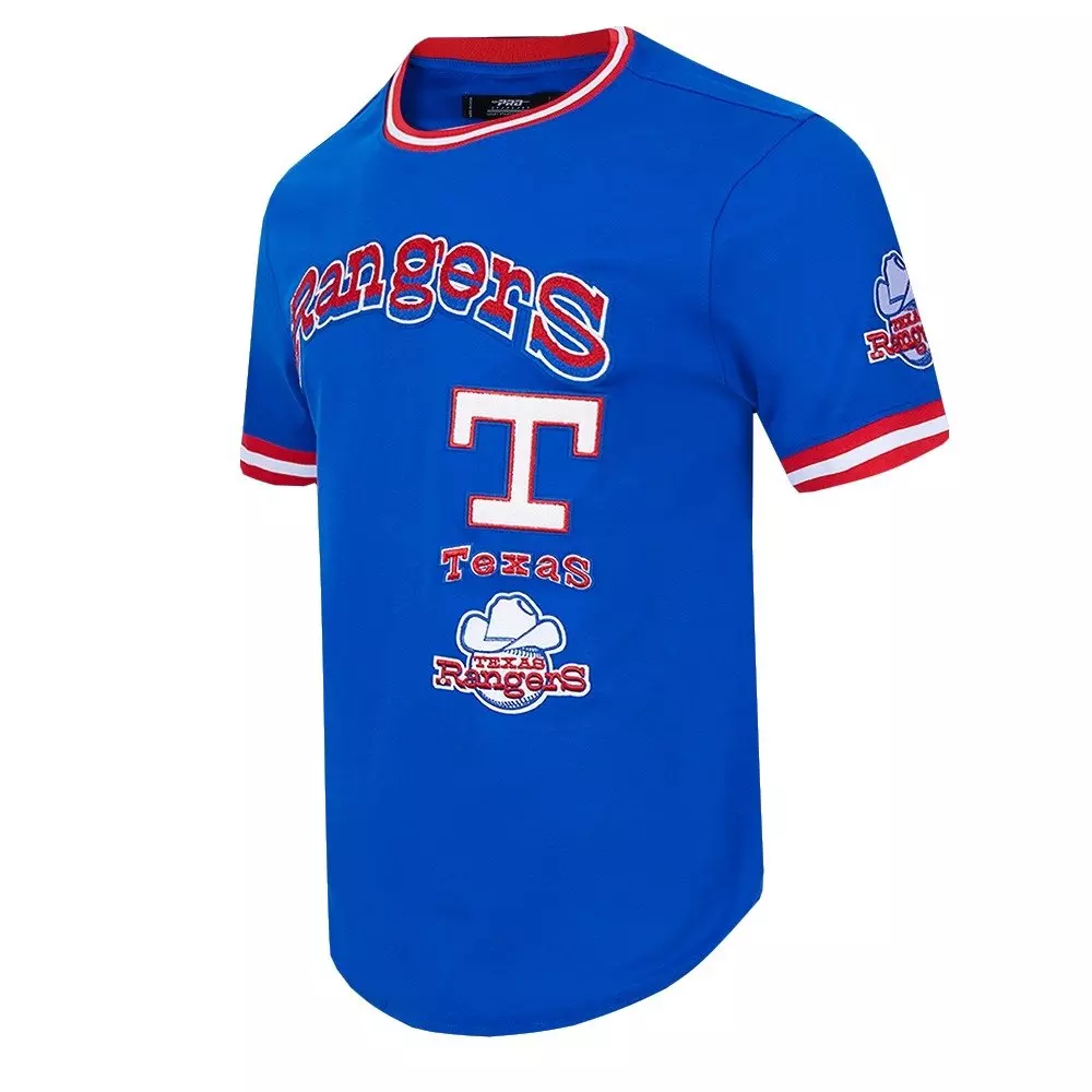 Pro Standard Men's MLB Texas Rangers Retro Classic Double Knit Tee - Royal/Red - ROYAL/RED
