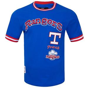 Pro Standard Men's MLB Texas Rangers Retro Classic Double Knit Tee -Royal/Red