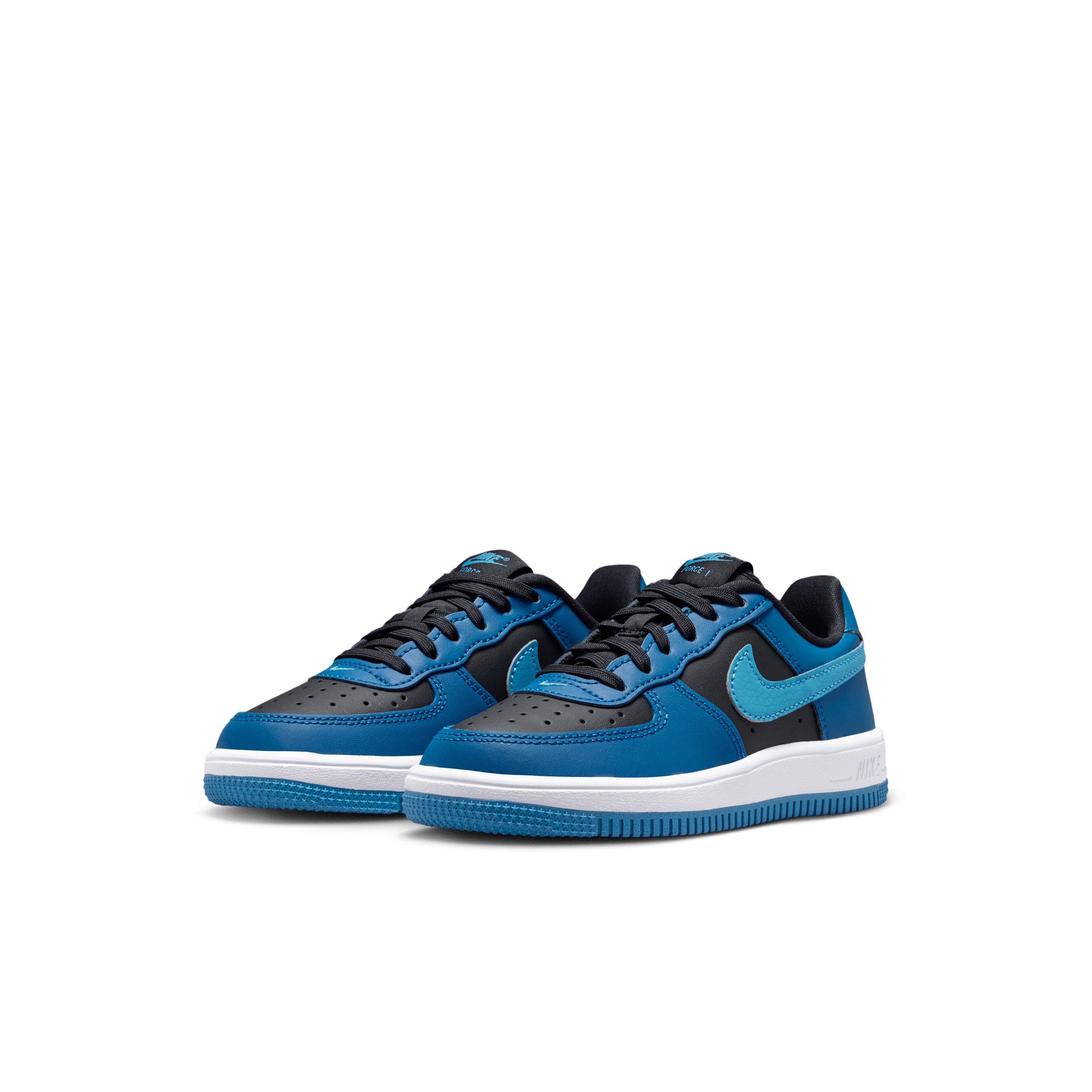 Nike Force 1 Low "Black/Court Blue/White/Dutch Blue" Preschool Boys' Shoe - BLACK/BLUE/WHITE/BLUE Thumbnail View 3