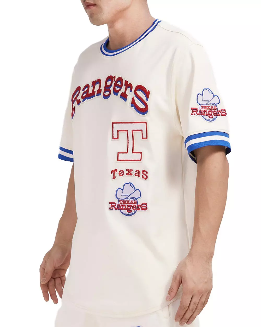 Pro Standard Men's MLB Texas Rangers Retro Classic Double Knit Tee - Eggshell/Royal - EGGSHELL/ROYAL BLUE