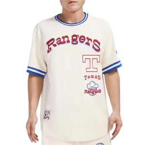 Pro Standard Men's MLB Texas Rangers Retro Classic Double Knit Tee -Eggshell/Royal