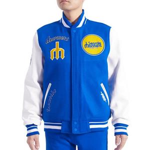 Pro Standard Men's MLB Seattle Mariners Retro Classic Rib Wool Varsity Jacket -Royal/White