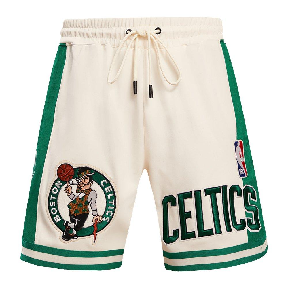 Pro Standard Men's NBA Boston Celtics Retro Classic Double Knit Shorts - Eggshell/Kelly Green - EGGSHELL/KELLY GREEN Thumbnail View 1