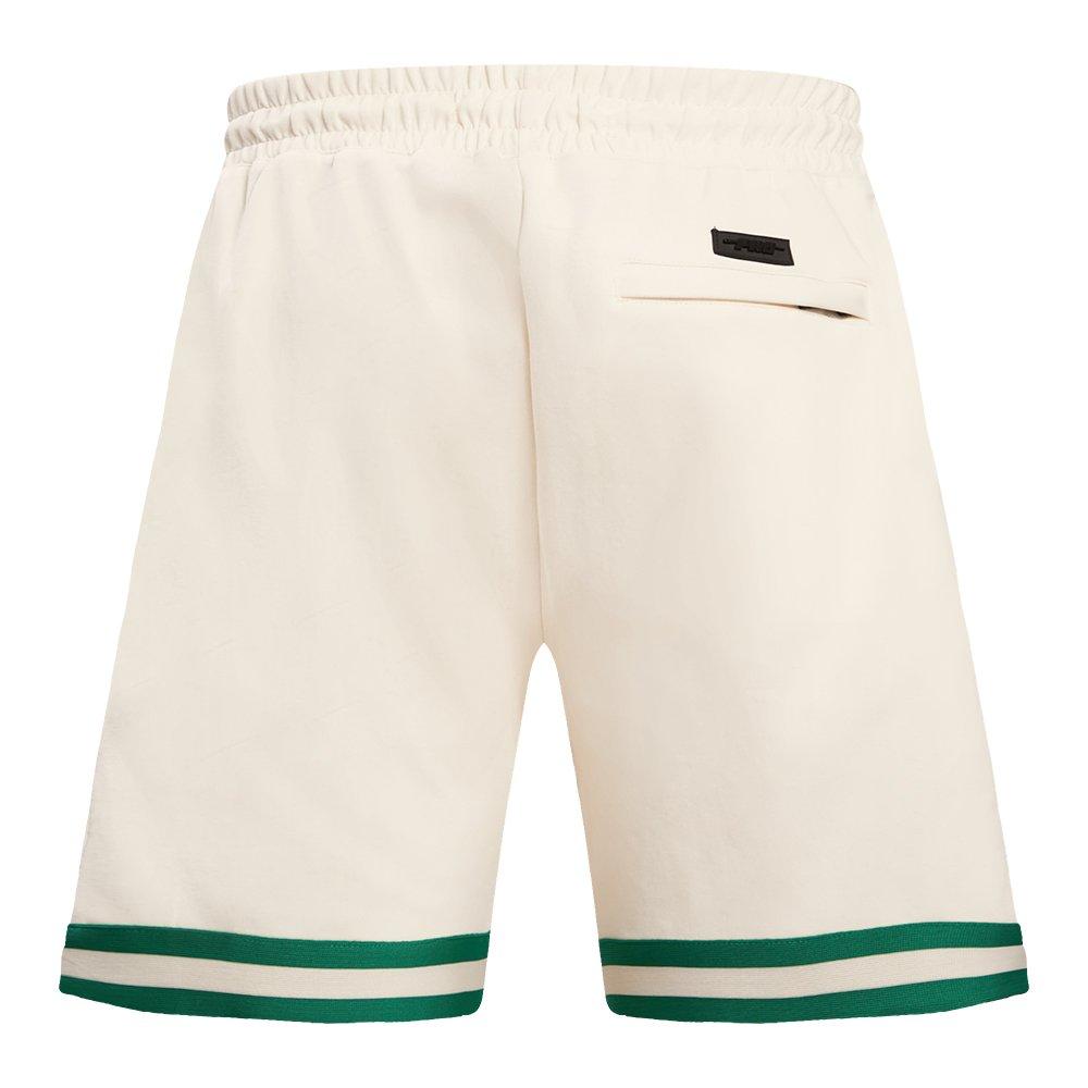 Pro Standard Men's NBA Boston Celtics Retro Classic Double Knit Shorts -Eggshell/Kelly Green - EGGSHELL/KELLY GREEN Thumbnail View 2