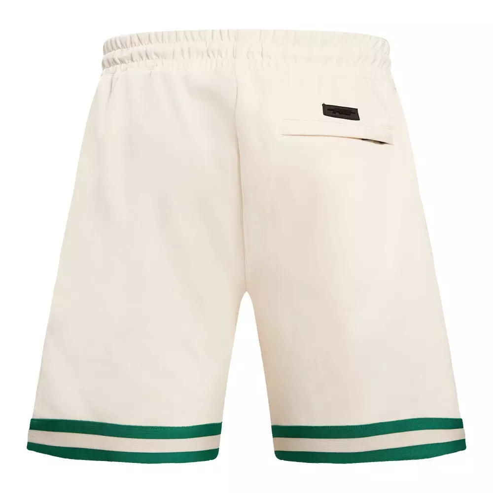Pro Standard Men's NBA Boston Celtics Retro Classic Double Knit Shorts -Eggshell/Kelly Green - EGGSHELL/KELLY GREEN