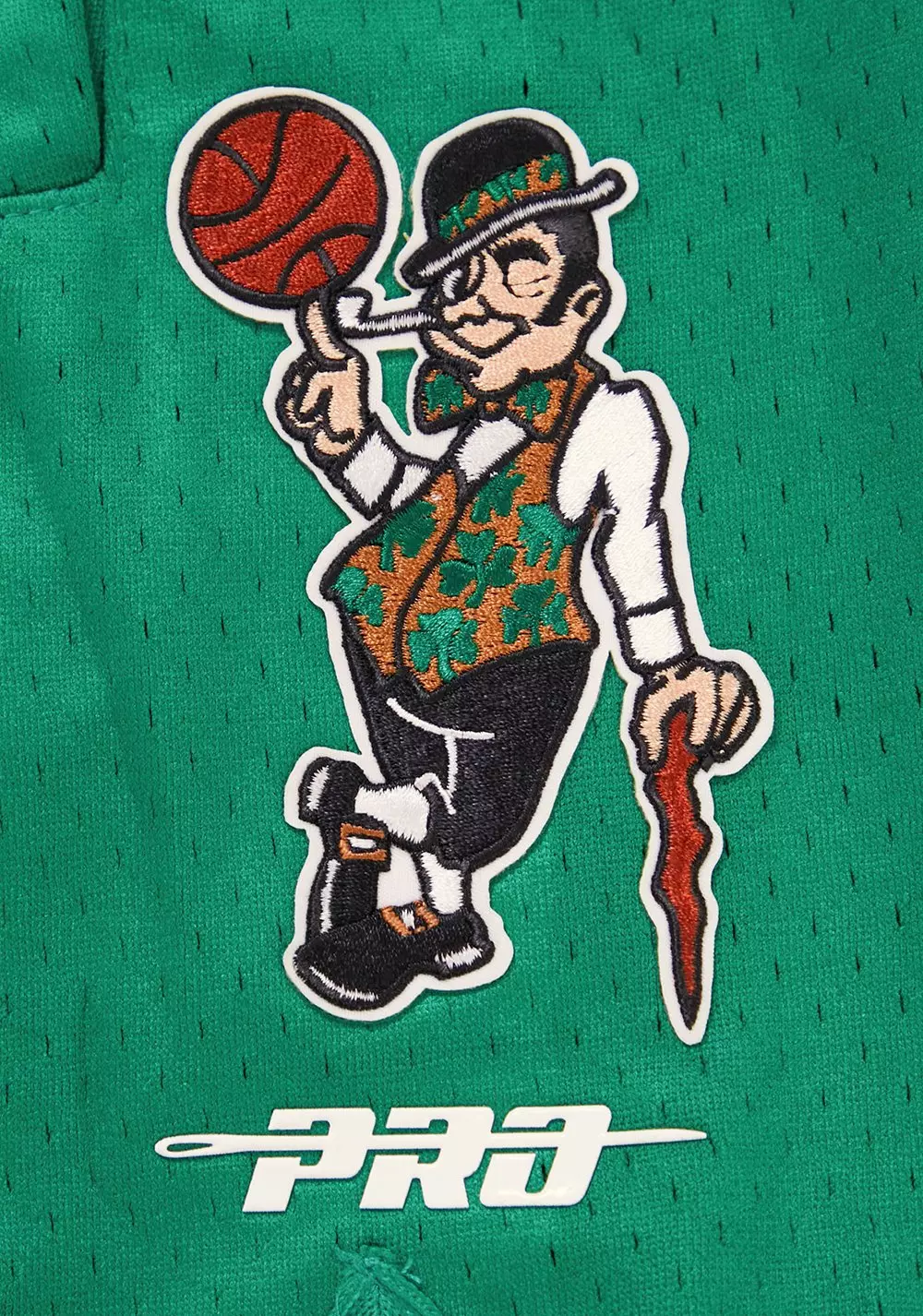 Pro Standard Men's NBA Boston Celtics Retro Classic Double Knit Shorts - Eggshell/Kelly Green - EGGSHELL/KELLY GREEN