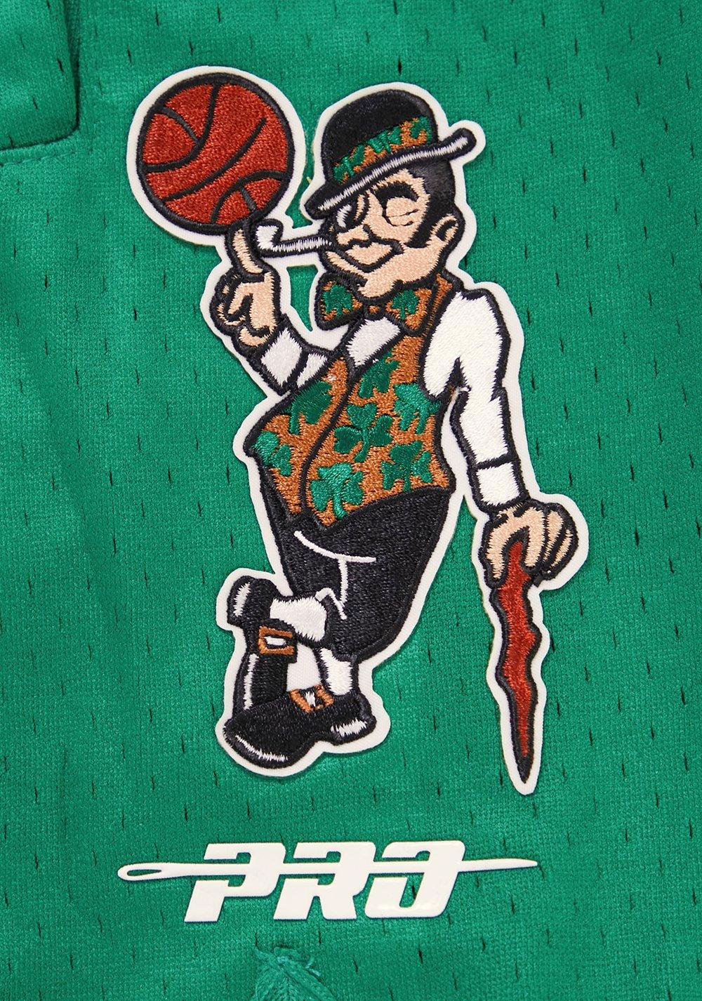Pro Standard Men's NBA Boston Celtics Retro Classic Double Knit Shorts -Eggshell/Kelly Green - EGGSHELL/KELLY GREEN Thumbnail View 5