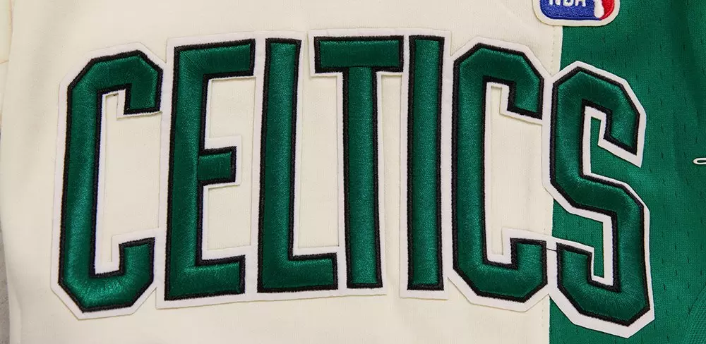 Pro Standard Men's NBA Boston Celtics Retro Classic Double Knit Shorts - Eggshell/Kelly Green - EGGSHELL/KELLY GREEN